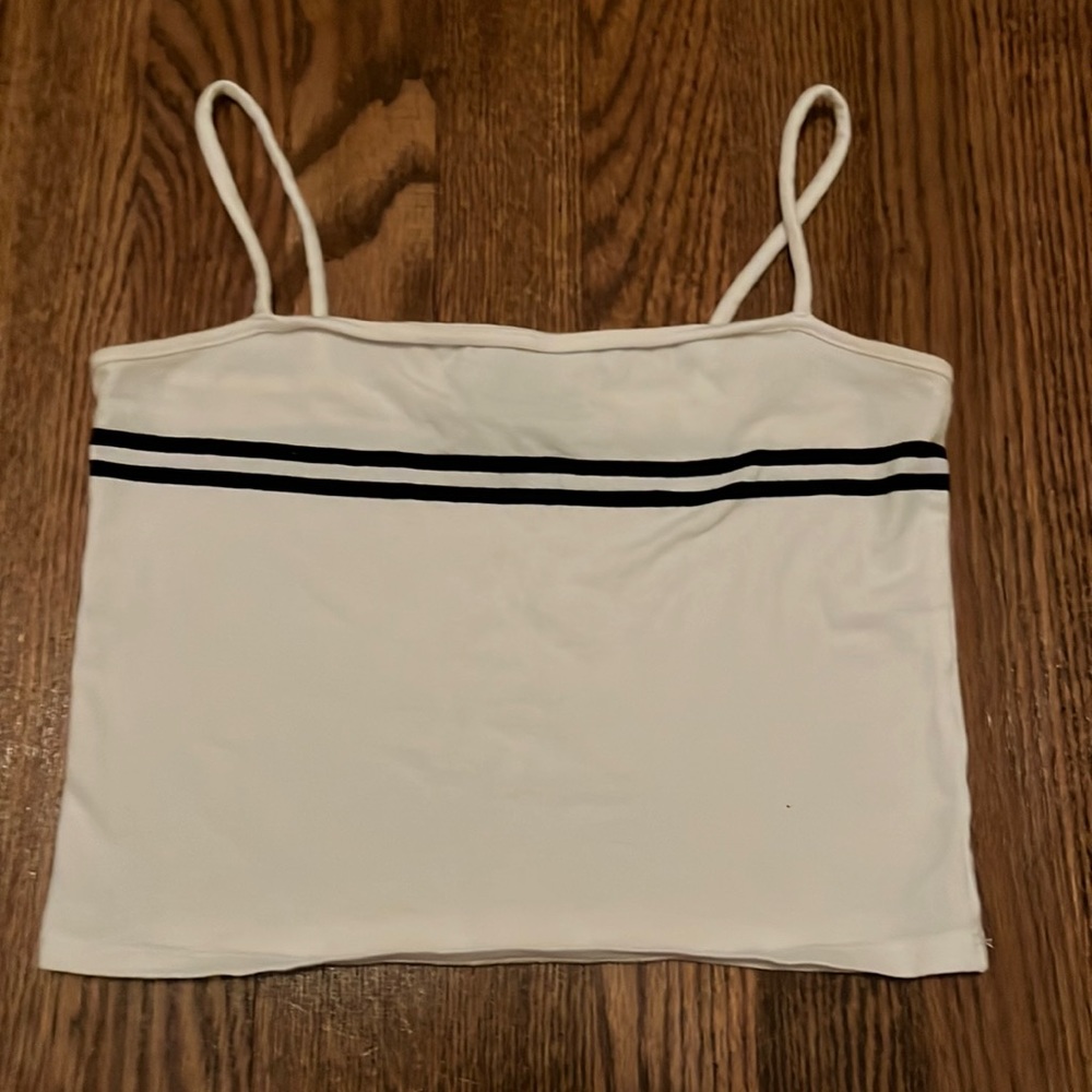 white tank top with black stripe